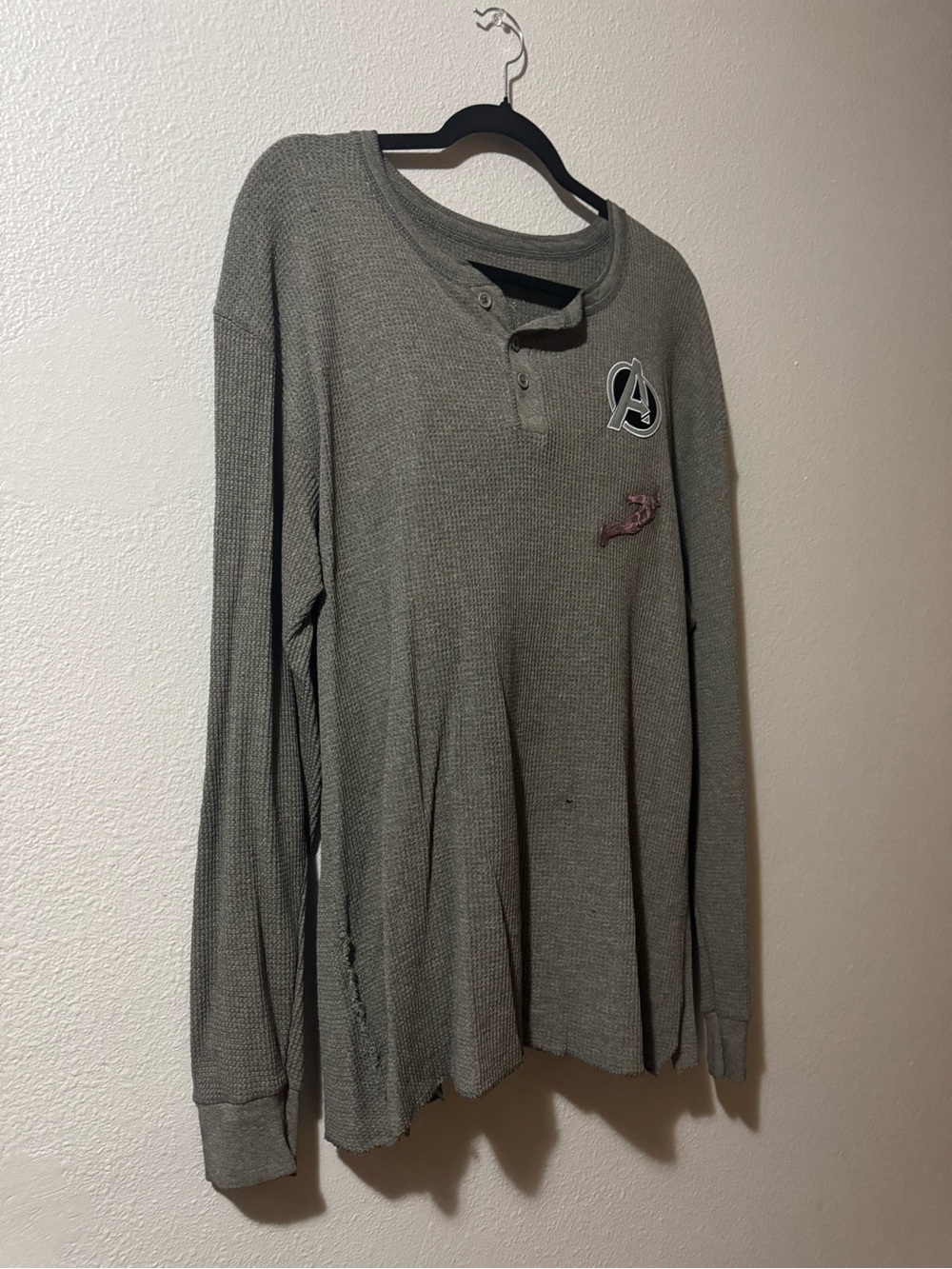 Avengers Dark Grey Waffle “Roadie’s Henley” Size XL - Picture 5 of 8
